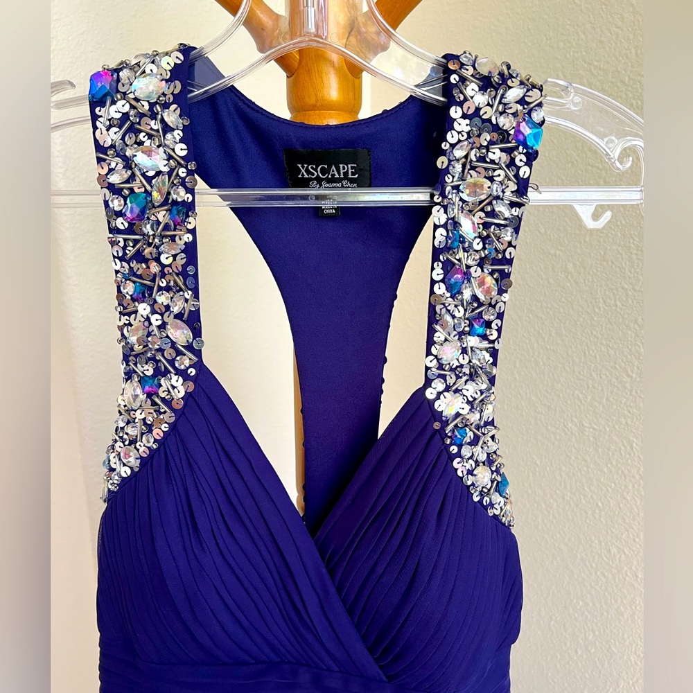 Xscape by Joanna Chen Navy Blue Gown Sparkles – Size 10P (Petite) – Never Worn